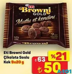 ETİ BROWNİ GOLD ÇİKOLATA SOSLU MİNİ KEK 9X20 G fiyat ve kampanya bilgisi